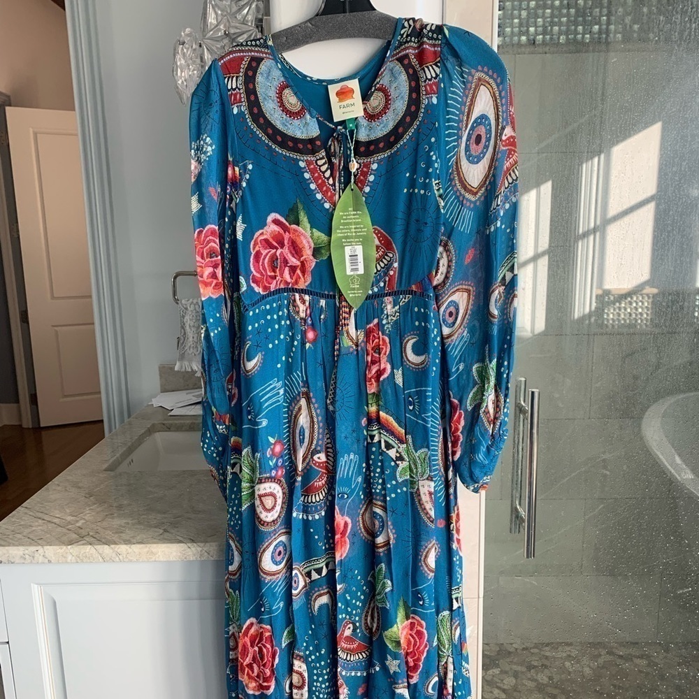 FARM Rio Mystic Blue Midi Dress - Picture 3 of 10